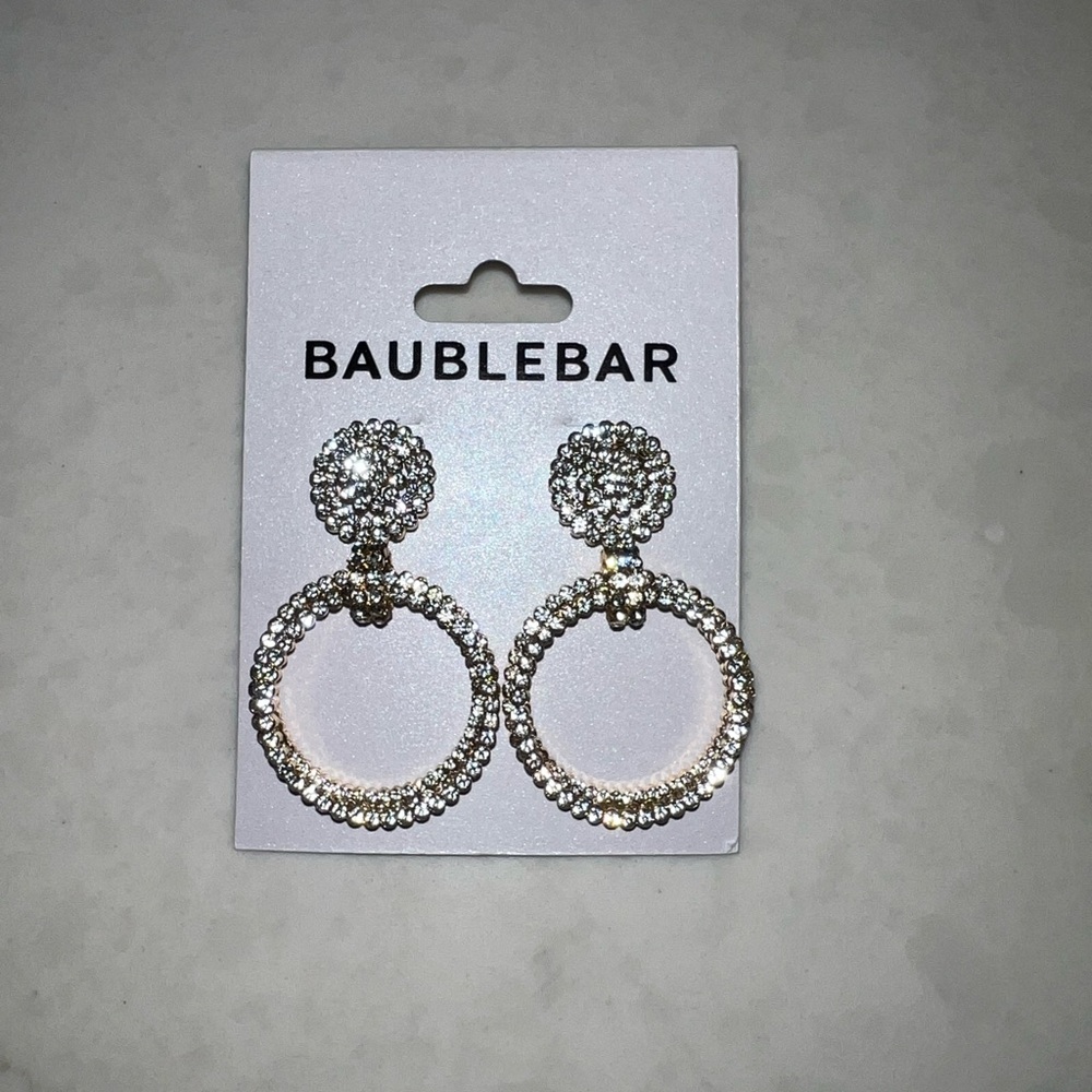 BaubleBar Sparkling Silver Hoop Earrings